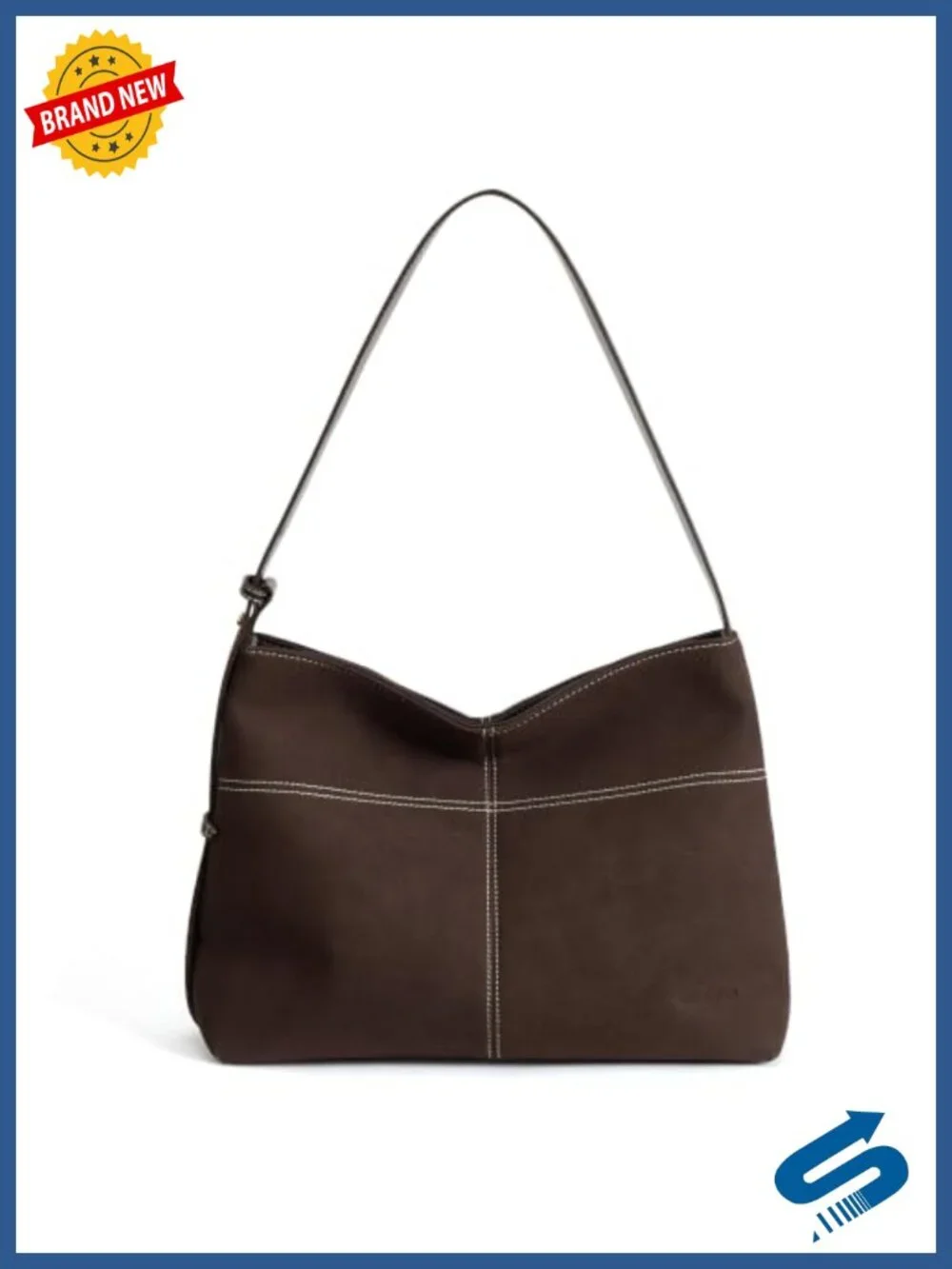 Suede and Vegan Leather Hobo Handbag | Adjustable Strap Crossbody | Roomy Work
